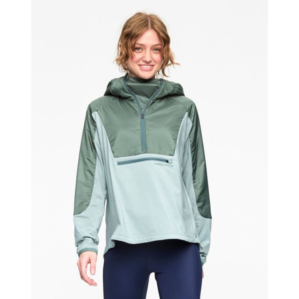 Kari Traa Henni Hybrid Jacket Sage Green Half Zip Pullover Hoodie Medium HWT
